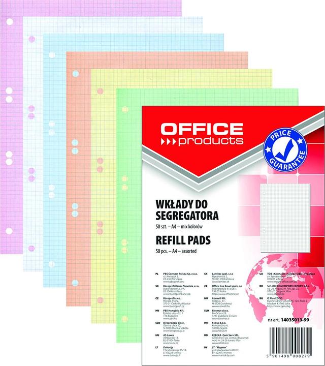 Actual product image Office Products Perforated file inserts, a4, chequered, 50 sheets, white