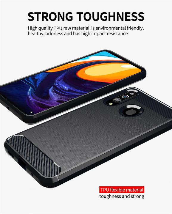 Immagine prodotto Cadorabo TPU Ultra sottile in acciaio inossidabile al carbonio Combi Cover (Samsung Galaxy A20s)