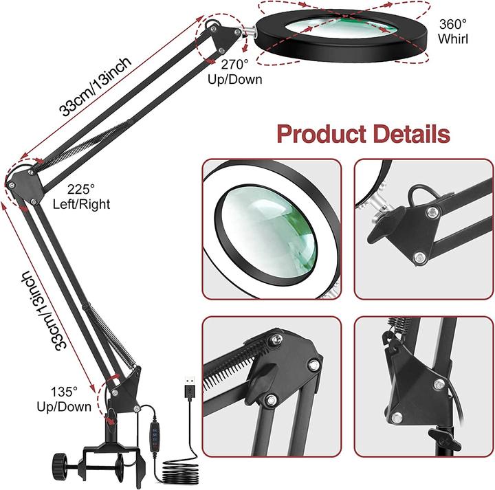 Actual product image Newacalox LED desk lamp with magnifying glass (960 lm)