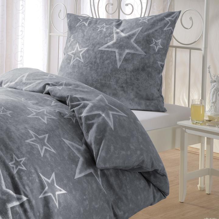 Actual product image BettwarenShop Anthracite stars (Bedding set, 155x200 cm + 80x80 cm)