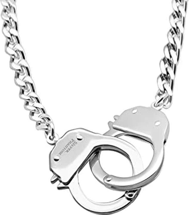 Star Piercing Kette silber mit Handschellen (Chirurgenstahl 316L, ohne Messing)