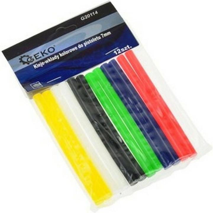 GEKO Coloured hot glue sticks for hot glue gun 7mm 12 pcs.