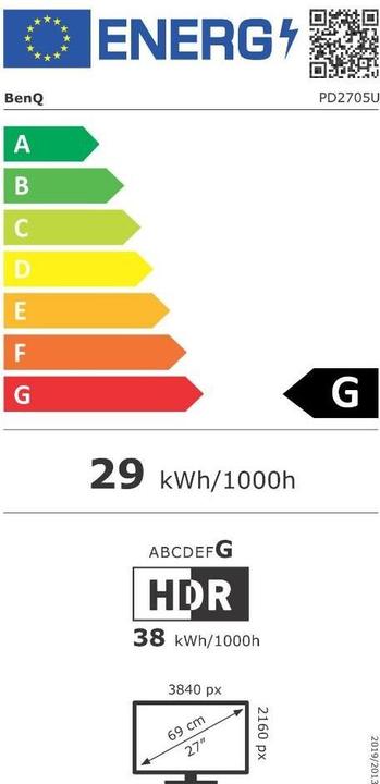 Energy Label BenQ PD2705U (3840 x 2160 Pixels, 27")
