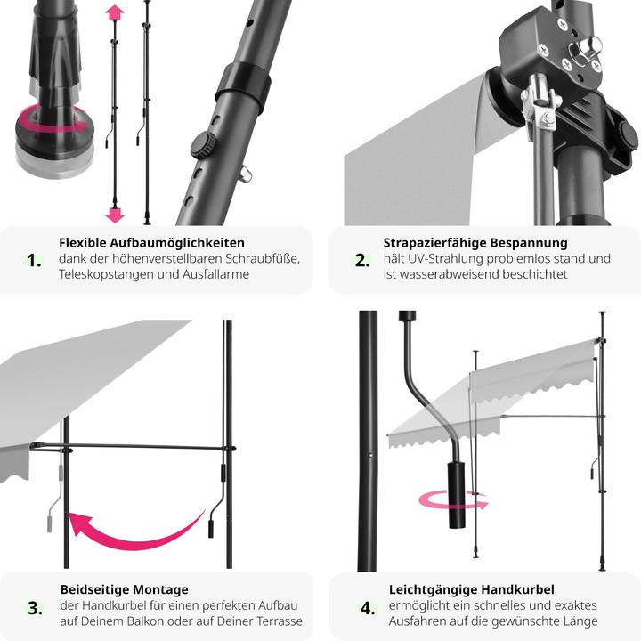 Produktbild tectake Klemmmarkise (2 m)