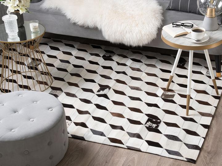 Immagine prodotto Beliani Tappeto patchwork in pelle 140 x 200 cm bianco ALPKOY (140 x 200 cm)