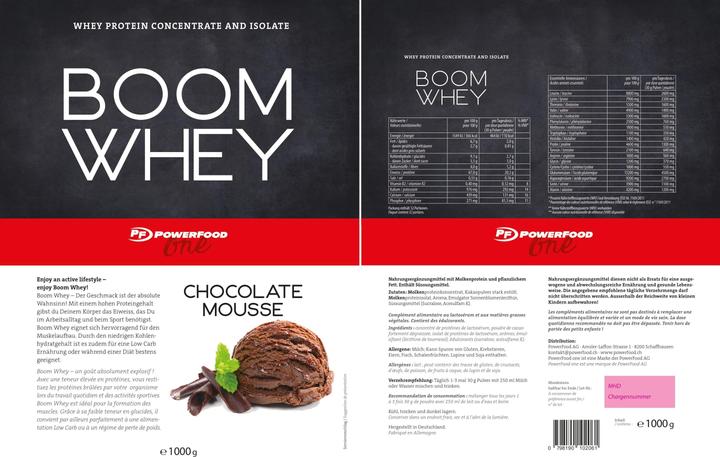 Produktbild PowerFood One Boom Whey (Mousse au Chocolat, 1 Stk., 1000 g)