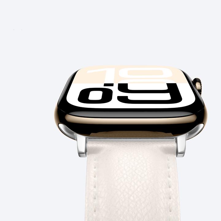 Produktbild Amazingthing Class Band Lederarmband für Apple Watch 45 / 46 / 49 mm - Hellbeige (Edelstahl, Narbenleder)
