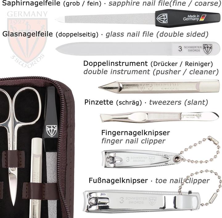 Image du produit Drei Schwerter Set de manucure 'Roma' de 8 pièces
