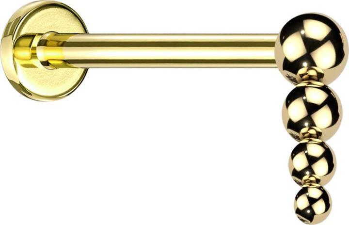 Actual product image Star Piercing Micro Labret internally threaded gold-plated drop balls (Titanium G23, without brass)