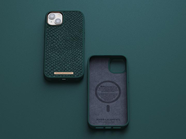 Actual product image Njord Hard Cover Salm.Leather Magsafe Case green (Apple iPhone 14 Plus)