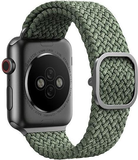 Produktbild Uniq strap Aspen Apple Watch 44/42 / 45mm Series 4/5/6/7/8 / SE / SE2 Braided green / cypress green (42 mm, 44 mm, 45 mm, Weavex™-Material)