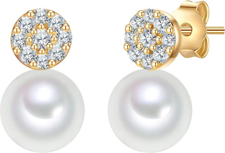 Valero Pearls Damen Sterling Silber Zirkonia Süsswasser-Zuchtperle gelbgold - 32336 (Sterling Silber)