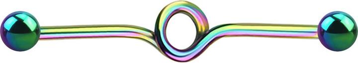 Star Piercing Barbell farbig Schleife mit zwei Kugeln (ohne Messing, Chirurgenstahl 316L)