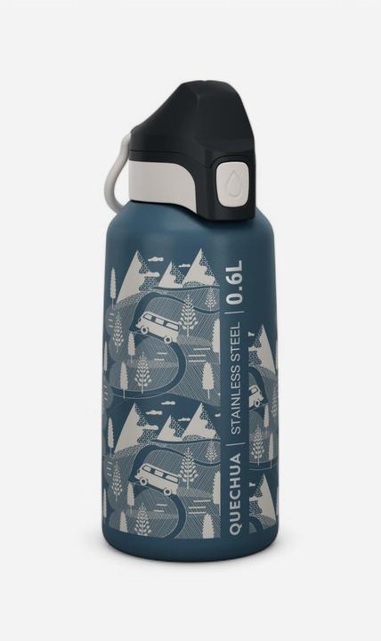 Immagine prodotto Quechua Borraccia per bambini 0,6 l in acciaio inox con chiusura rapida per escursioni - blu (0.60 l)