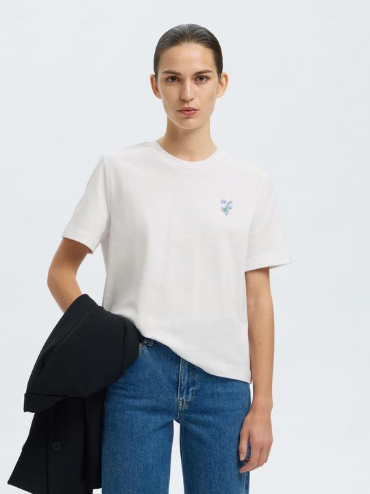 Actual product image Selected Femme Besticktes T-Shirt mit Rundhalsausschnitt (L)