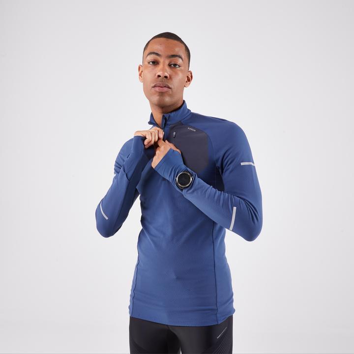 Kiprun Laufshirt langarm Herren mit Reissverschluss - Run 900 warm blau (XXL)