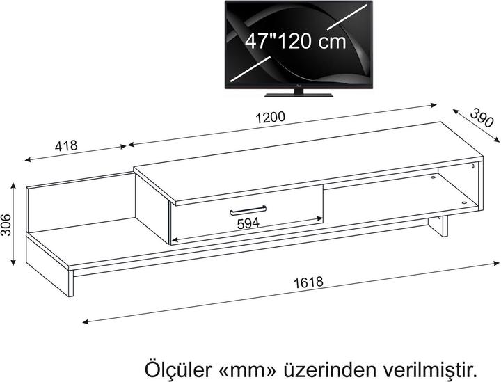 Produktbild Kalune Design Carter (161.8 x 30.6 x 39 cm)