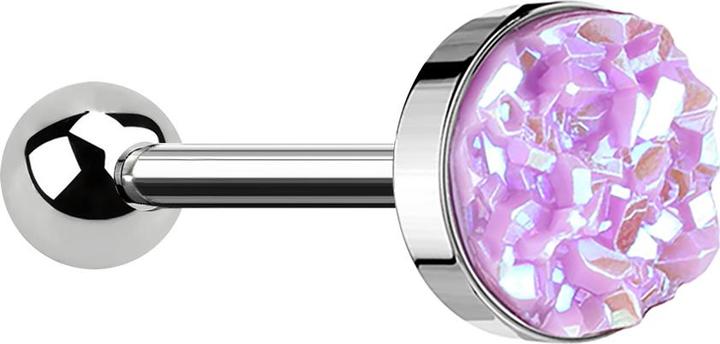 Image du produit Star Piercing Micro Barbell silber mit Druse Stein hellviolett (sans laiton, Acier chirurgical 316L)
