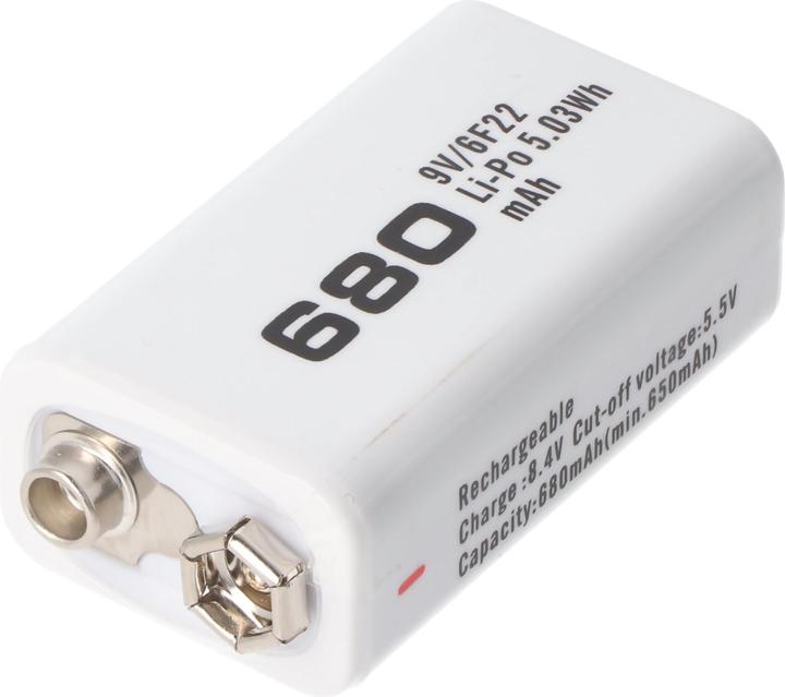 Actual product image AccuCell Akku 9V-Block, 6LR61, 6F22 (1 pcs., 9V Block, 650 mAh)