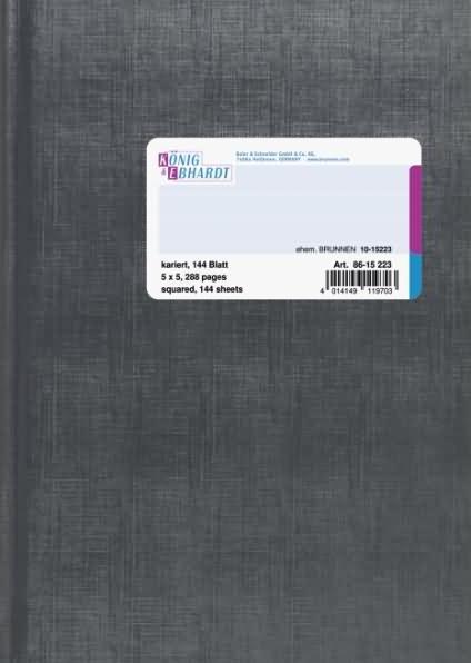 Produktbild König EBHARDT Geschäftsbuch, DIN A5, kariert, 144 Blatt grauer Deckenband, Fadenheftung, ohne Kop (144 x)