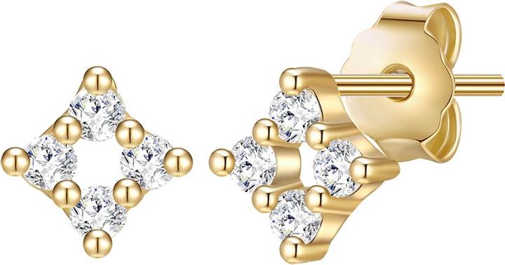 Actual product image Glanzstücke München Ladies Ouadrat Sterling Silver Cubic Zirconia Yellow Gold - 31354 (Sterling Silver)