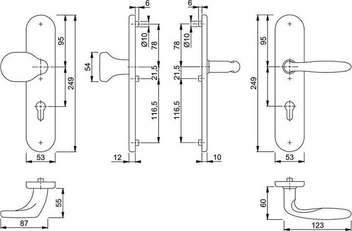 Image du produit Hoppe Verona E86G/3331/3310/1800Z Garniture interchangeable 92mm (Poignée de porte)