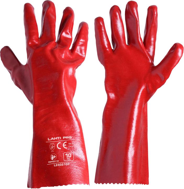 Immagine prodotto Lahti Pro Guanti lunghi rossi in PVC l240210p, 12 paia, "10", ce, lahti (10)