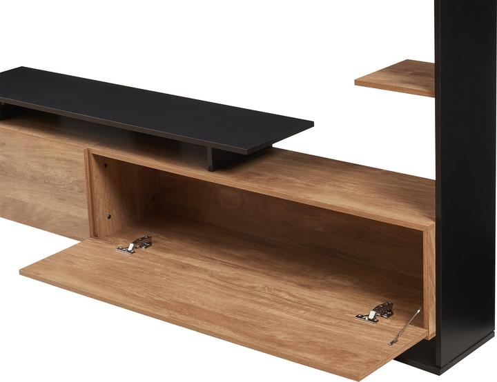 Actual product image En.Casa Fernsehschrank Rauki 233x31x141 cm Schwarz/Mango-Holzoptik