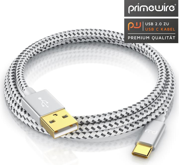 Produktbild Primewire USB-C 3.1 Kabel - Typ C zu Typ A Datenkabel, Ladekabel - Nylonmantel - bidirektional - Geschirmt (2 m, USB 2.0)