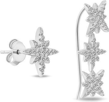 Brilio Silver Charming Asymmetric Silver Earrings Star Ea780w (Silber)