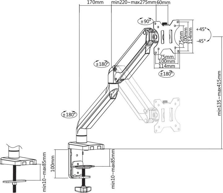 Actual product image Deltaco ARM-0350 (Table, 32")