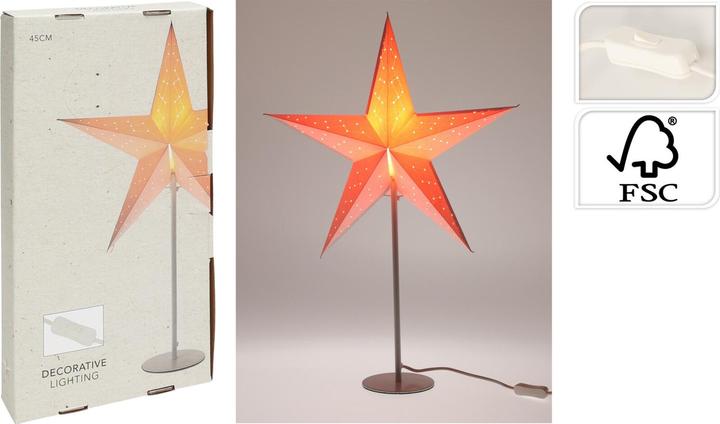 Produktbild Mojawo Weihnachtstern Tischlampe Papierstern H65cm 220V An/Aus Schalter