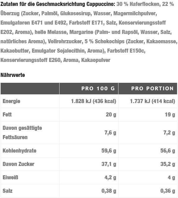 Nährwerte und Zutaten Oat King Hafer Energie Riegel (Aprikose, 1 Stk., 95 g)