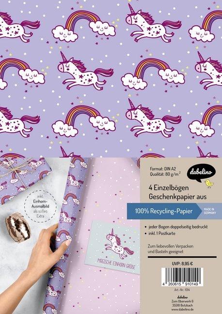 Produktbild Dabelino Geschenkpapier-Set für Kinder, Einhorn (Geschenkpapier, 4 x)
