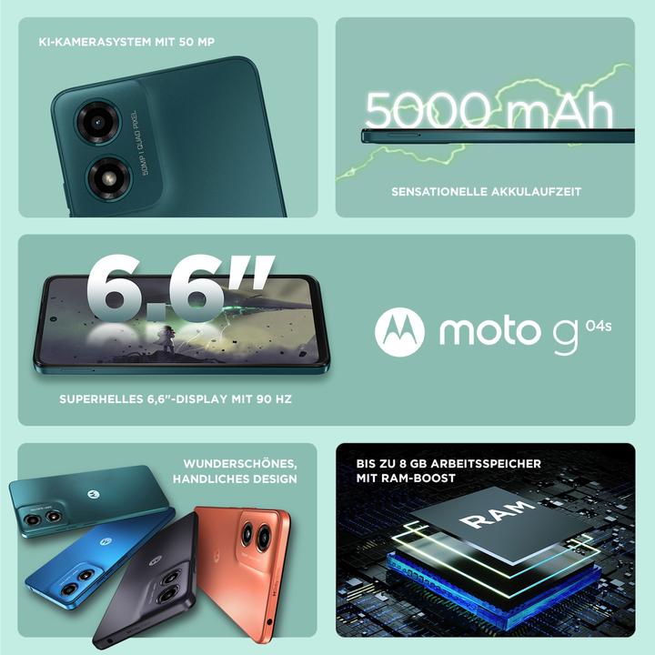 Actual product image Motorola moto g04s (64 GB, Sea green, 6.60", Dual SIM, 50 Mpx, 4G)