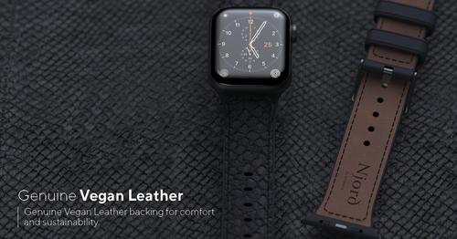 Produktbild Njord Vindur Watch Strap for Apple Watch 40/41mm (22 mm, Veganes Leder, Edelstahlverschluss, Lachsleder)