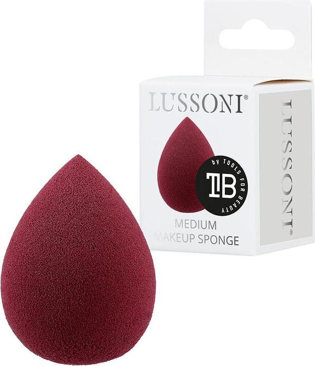 Actual product image Tools for Beauty T4B LUSSONI Medium Drop-Shaped Makeup Sponge Blender Sponge Burgundy