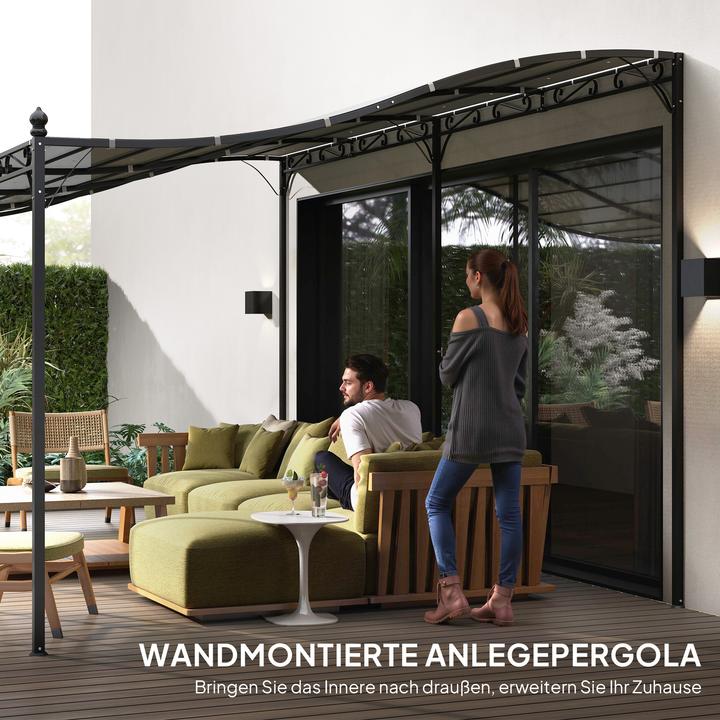 Produktbild Outsunny Anbaupavillon Metall, Polyester Dunkelgrau (491 cm, 298 cm)