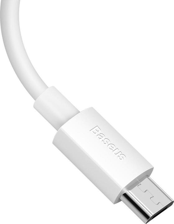 Image du produit Baseus Simple Wisdom Data Cable Kit USB to Micro 2.1A (2PCS/Set) 1.5m White (1.50 m)
