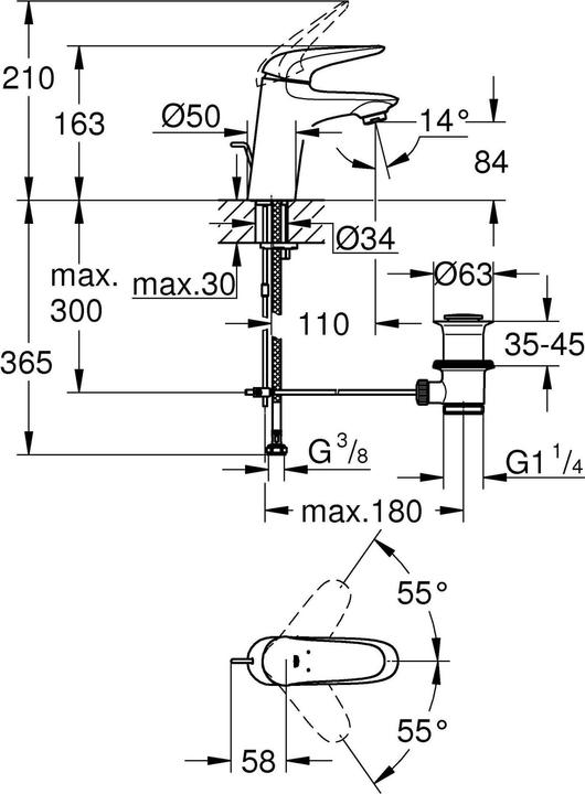 Actual product image Grohe Eurostyle single-lever basin mixer S-Size