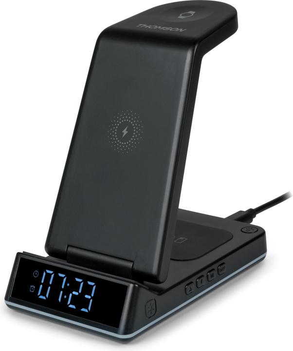 Produktbild Bigben CL750IS sw 4-in-1 Ladestation Uhr,Nachtlicht,3xInduktion,1xUSB,Android