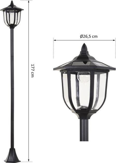 Produktbild Swisshandel24 Solar Gartenleuchte Gartenlampen Gartenlaterne Laterne 30/60 Lumen, Kunststoff, Schwarz Ø26,5 x 177 (60 lm, IP44)