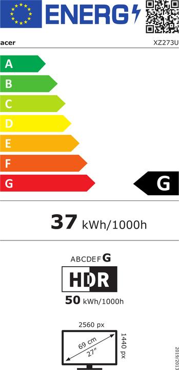 Energy Label Acer Nitro XZ273UX (2560 x 1440 pixels, 27")