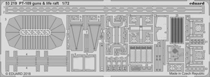 Actual product image Eduard PT-109 guns & life raft for Revell
