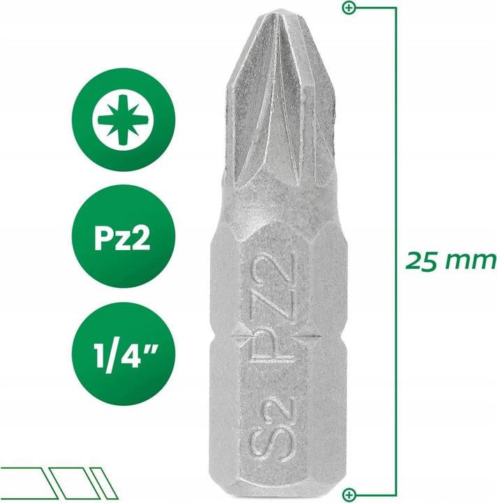 Produktbild Stalco Bit Tipp 1/4 Pozidriv PZ2 25 mm (20 PCs) ST (25mm)