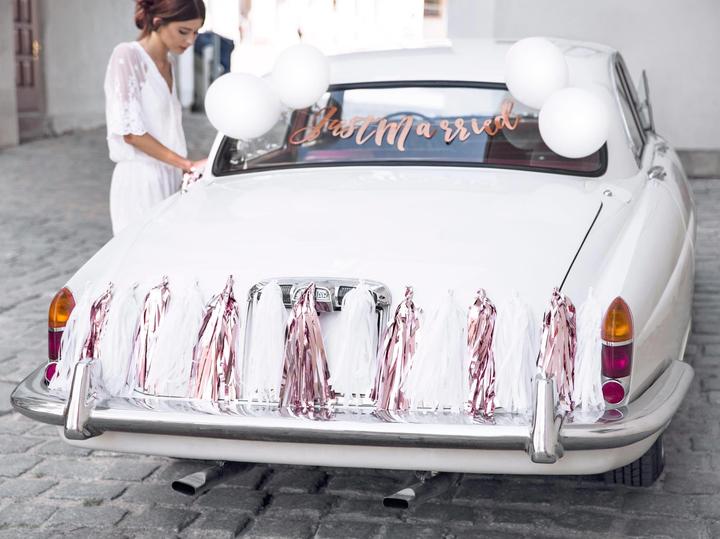 Image du produit Partydeco Set de décoration de voiture pour accessoires de fête or rose/blanc