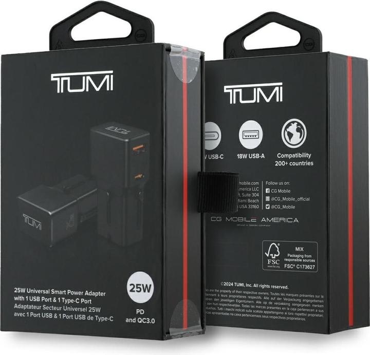 Actual product image Tumi Power Charger Travel Adapter 25W USB-C / USB-A black (25 W)
