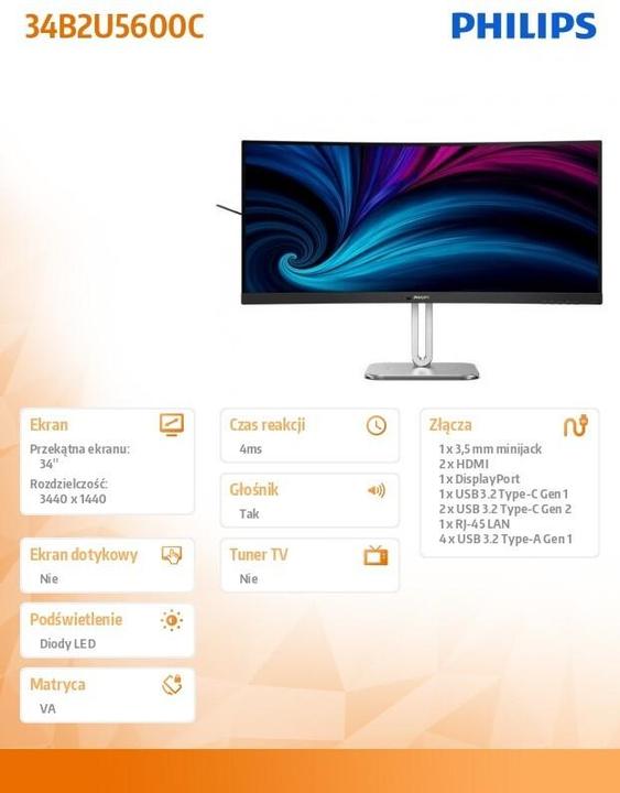 Productafbeelding Philips 34B2U5600C/00 (3440 x 1440 pixels, 34")