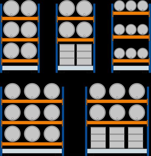 Produktbild Schulte Lagertechnik Fassgrundregal 200 l Fässer - 6 liegend - 6 stehend