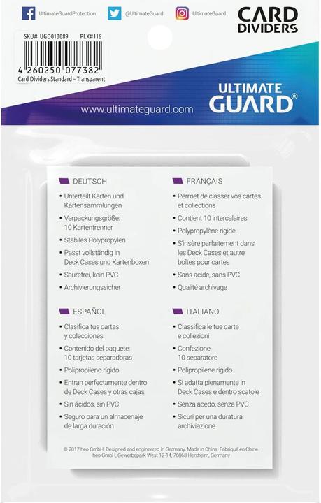 Actual product image Ultimate Guard Card Separator Standard Size Transparent 10
